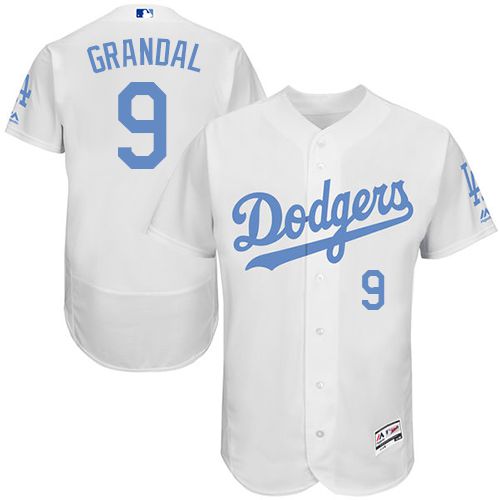 Dodgers #9 Yasmani Grandal White Flexbase Authentic Collection Father's Day Stitched MLB Jersey